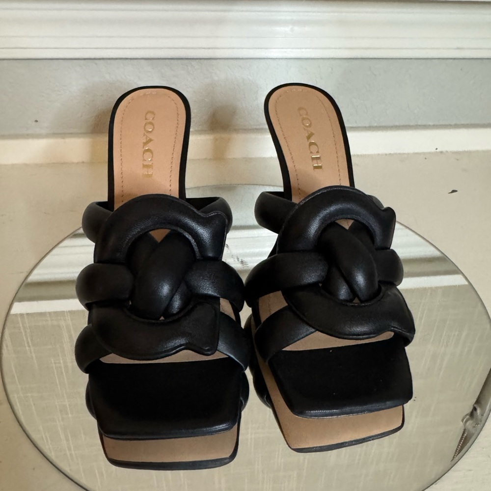 NWOT Coach Black Kellie Women's Heeled Sandals - Picture 3 of 9